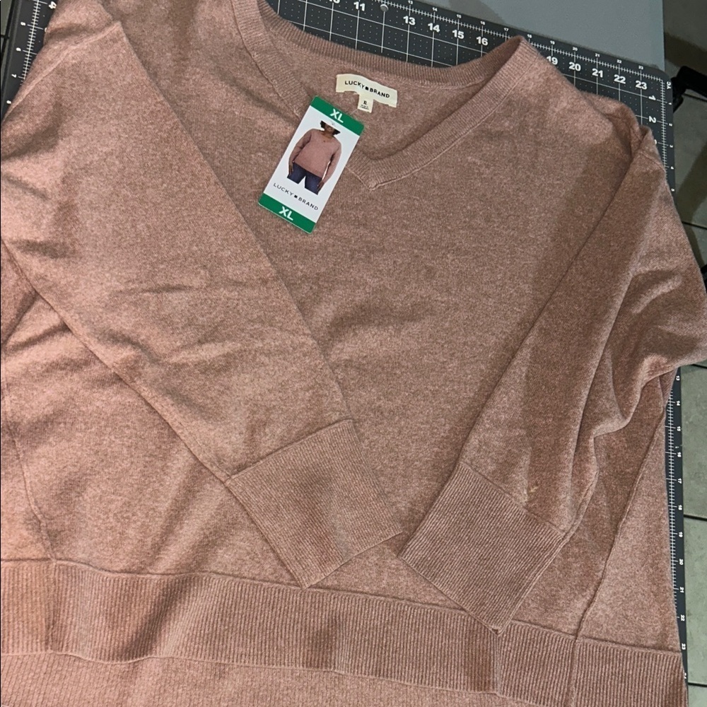 Lucky Brand Women's Soft Pink V-Neck Sweater